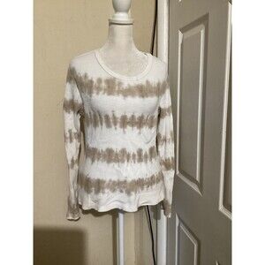 Christina Lehr Shirt Womens Large Waffle Knit Tie Dye Long Sleeve Made in USA